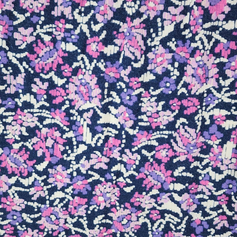 J Jill Maxi Dress M Floral Purple Jersey Shift Sleeveless Beach Resortwear 53" - Picture 9 of 13